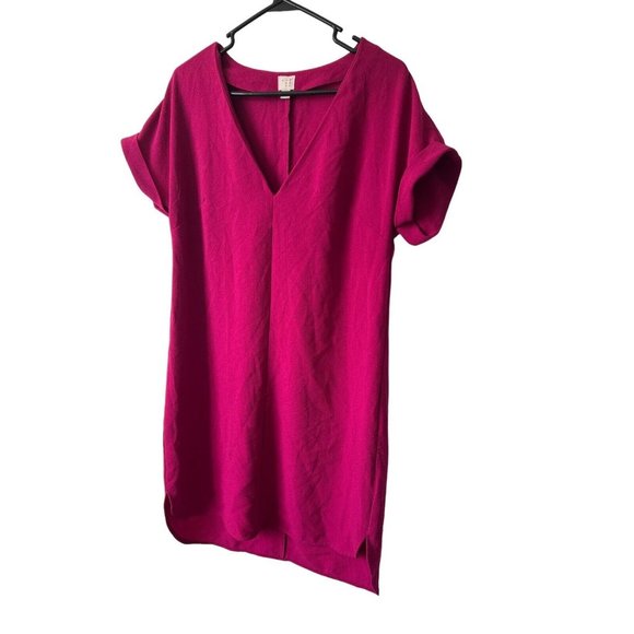 A New Day fuschia Pink v neck cuffed sleeve Midi Sheath Dress size Medium - Picture 2 of 9